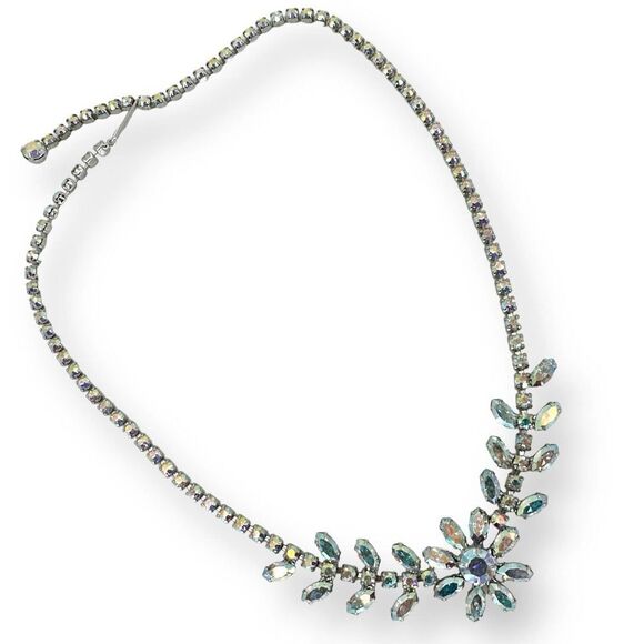 Rhinestone Colorful Floral Designs Choker Necklace Hook Clasp by David's Bridal - Picture 7 of 9